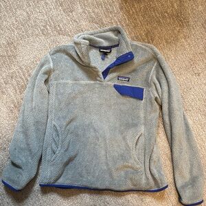 Patagonia Grey Quarter zip with Blue Trim - Size Large Worn